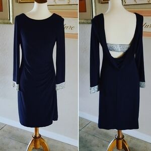 Marina Black‎ Cowl Sequin Back Embellished Dress